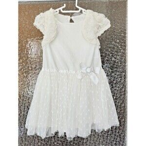 Nannette Baby Girls 24M Lace Dress • Ivory White • Tulle Skirt• Special Occasion